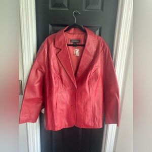 Lane Bryant 100% Genuine Red Leather Jacket-Size 22/24